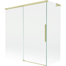 MEXEN/S - Rox L vaňová zástena 2-krídlová posuvná 150 + 70 x 150, transparent, zlatá kartáčovaná 8C9L-150-070-55-00