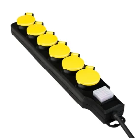LogiLink predlžovací kábel 6x zásuvka IP44 čierno-žltá / Predlžovací kábel / 6 zásuviek / 1,5 m / 16 A / 3600 W (LPS256)