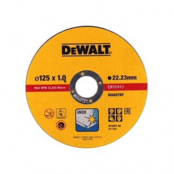 DeWalt DT3507 / Rezací kotúč na kov a oceľ / 125 x 22.2 x 1.0 mm / Šírka rezu 1.0 mm / 10 ks (DT3507)