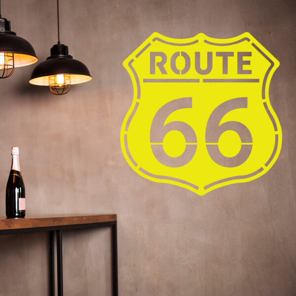 Veselá Stena Samolepka Route 66 Farba: žlutá, Veľkosť: 80 x 80 cm