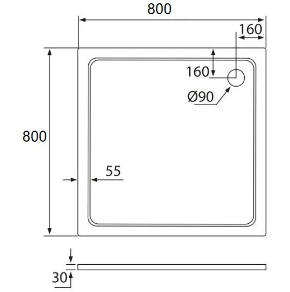 H K - THOR Sprchová vanička z liateho mramoru, štvorec, 80x80x3 cm SE-THOR-80sqm