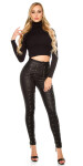 Sexy KouCla highw.leatherlook trousers with lacing black XL