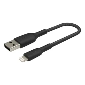 Belkin BOOST CHARGE kábel opletený USB-A na Lightning čierna / 15cm (CAA002bt0MBK)
