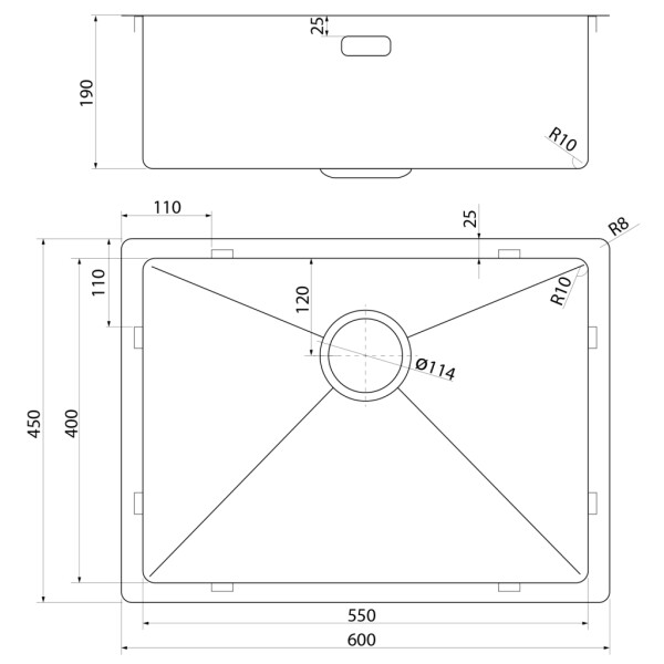 SAPHO SAPHO - ZENITH nerezový drez 60x45cm, meď mat ZN6045PG