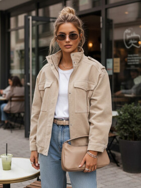 Dámska semišová bunda bomber béžová FashionStreet TY5653 XXL