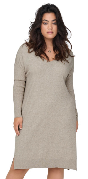 ONLY CARMAKOMA Dámske šaty CARIBI Regular Fit 15263791 Mocha Meringue MELANGE 5XL/6XL