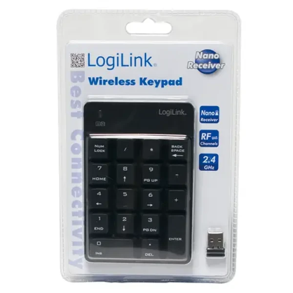 LogiLink ID0120 čierna / Numerická klávesnica / Bezdrôtová / 18 kláves / 2,4 GHz (ID0120)