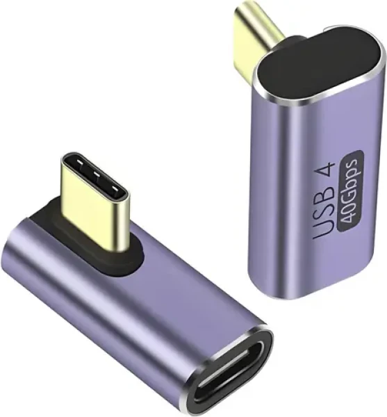 PremiumCord Adaptér USB-C 90° hliníkový / Redukcia / USB-C / USB4.0 / 40 Gbps / 100 W (kur31-41)