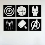 Veselá Stena Samolepka Znaky Avengers sada Farba: žlutá, Veľkosť: 40 x 58 cm
