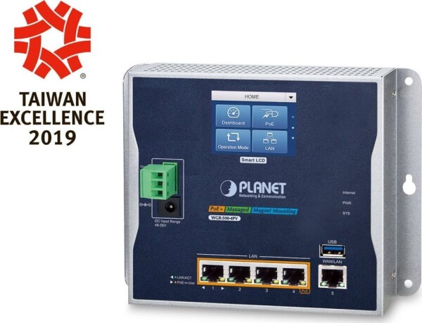 Planet PLANET IP30 Industrial Wall-mount ruter Gigabit Ethernet Modrý, Sivý