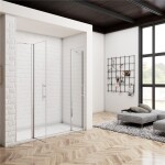 H K - Dvojkrídlové asymetrické sprchové dvere s pevnou stenou MELODY B2 176x195cm, číre sklo SE- MELODYB2176A