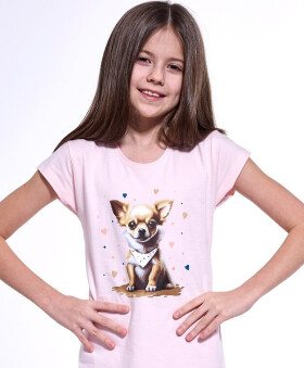 Košeľa Cornette Young Girl 494/112 Čivava 2 kr/r 134-164 Růžová 158-164
