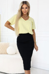 665-1 Dámska bavlnená blúzka s krátkym výstrihom do V - maslovo žltá UNI