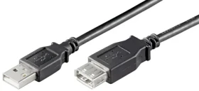 MicroConnect Prepojovací kábel USB 2.0 M - USB 2.0 F 0.3m čierna / 480 Mbit/s (USBAAF03B)