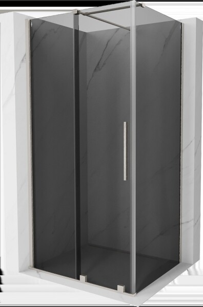 MEXEN/S - Velár sprchovací kút, posuvné dvere 90 x 80, grafit, nikel kartáčovaný 871-090-080-41-97