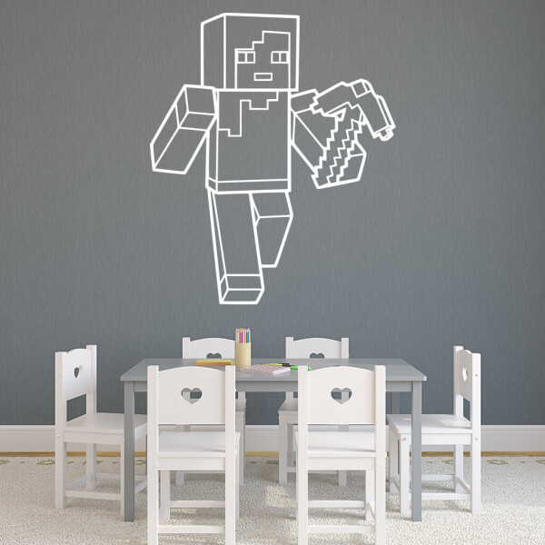 Veselá Stena Samolepka Minecraft krompáč Farba: bílá, Veľkosť: 40 x 34 cm