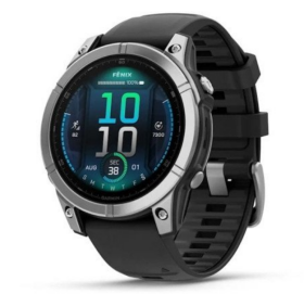 Garmin fēnix® E AMOLED stainless steel with a black silicone band
