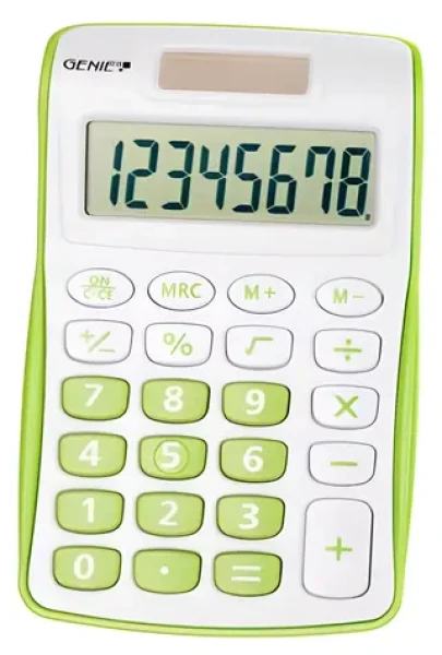 Genie 120 G zelená / Kalkulačka / Vrecková / 8miestna / solárne a batériové napájanie (12496)