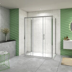 H K - Sprchovací kút do U SYMPHONY D4 120 × 90 × 90 s posuvnými dverami – chróm, vrátane sprchovej vaničky z liateho mramoru SE-SYMPD41209090/THOR-12090