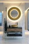 SAPHO - PRIDE STRIP guľaté zrkadlo s LED osvetlením v ráme, priemer 75cm, zlato PD750