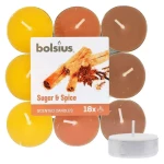 Bolsius Scented Tealights Sugar Spice 4h Čajová sviečka 18 ks (8717847139702)