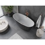 MEXEN/S - Olea voľne stojaca vaňa vzor 170 x 80, biela/čierna, sifón a prepad meď kartáčovaná 52821708075-65