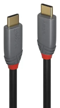 Lindy Anthra Line čierna / Kábel / USB-C - USB-C / 0,5 m / 10 Gbit/s / 5 A PD (36900)