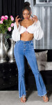 Sexy Highwaist flared Jeans with decorative seam denimblue 36