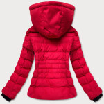 Červená dámska zimná bunda s kožušinovým stojačikom (5M769-270) odstíny červené S (36)