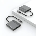 USB-C Multiport adaptér 3v1 šedá / Adaptér / HDMI 4K 60Hz / USB-A / USB-C PD 90W (A-CM-COMBO3-05)