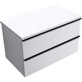 CERANO - Kúpeľňová skrinka Velora - biela matná, úchytka čierna + doska pod umývadlo Navira Pro - 36 mm - 80x56,6x46,5 CER-668519