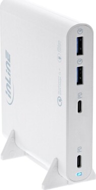 Manhattan InLine® USB Netzteil, GaN Ladegerät, 4-Port, 2x USB-C + 2x USB-A, 120W, weiß