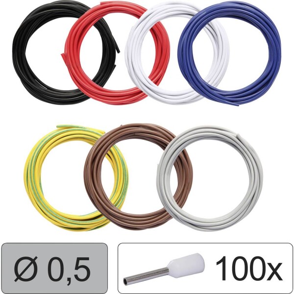 Quadrios 25CW113 jeden drôt, LiFY, 0.5 mm², čierna, červená, biela, modrá, žltozelená, hnedá, sivá, 1 sada; 25CW113