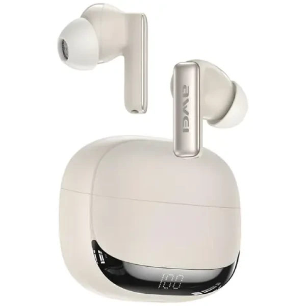 Awei TA19 béžové / Bezdrôtové slúchadlá / ANC / Bluetooth 6.0 / nabíjacie púzdro / až 20 h (AWE000317)