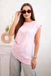 Elegantná blúzka s volánikmi a asymetrickým strihom Candy pink UNI