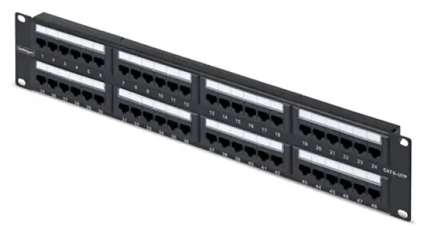 StarTech 48portový patch panel čierny / Patch panel / CAT6 / 48 portov RJ-45 / 2U (CPANEL48)