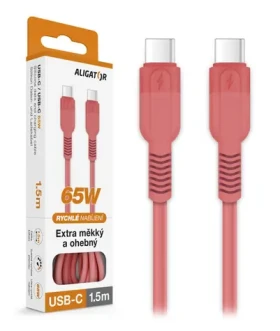 Aligator Dátový kábel SoftPastels 3A 65W / USB-C/USB-C / ružový (DATKP73)