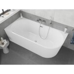 MEXEN/S - Silo voľne stojaca rohová vaňa ľavá reliéf 150 x 75, biela, sifón a prepad chróm 52891507500L-01