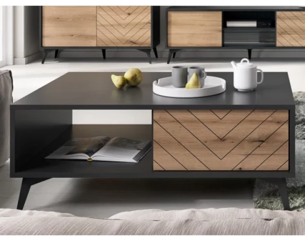 Konferenčný stolík so zásuvkami Diamond, čierna/dub%