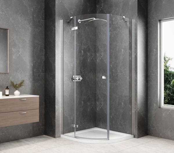 POLYSAN - GLOBE CHROME štvrťkruhová sprchová zástena 900x900, číre sklo, ľavá GB2690LC