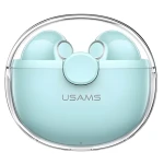 USAMS BU12 zelená / Bezdrôtové slúchadlá do uší / Bluetooth 5.1 / TWS / 30 mAh + 300 mAh (BHUBU03)