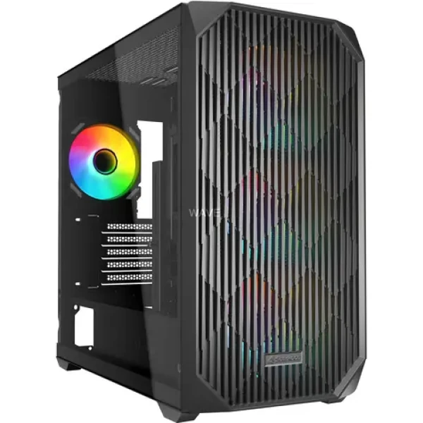 Sharkoon MK3 RGB čierna / Micro ATX / 2x USB 3.2 / 1x USB-C / 4X 120mm / bez zdroja / priehľadná bočnica (4044951041749)