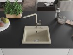 MEXEN/S MEXEN/S - Milo granitový drez 1-miska vrátane batérie Flora, béžová 6505-69-670401-09