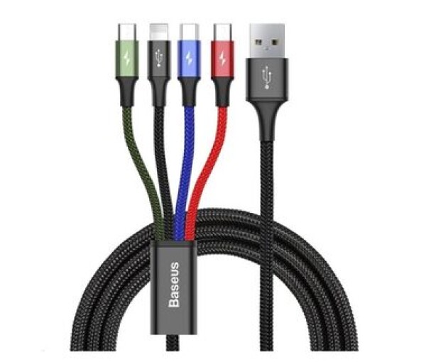 Baseus CA1T4-B01 Fast 4v1 čierna / 2x USB-C / micro USB / Lightning / 1.2m (CA1T4-B01)