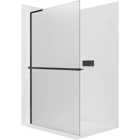 CERANO - Sprchová zástena Walk-in Onyx L-ľavá vzpera - 8 mm + polička/držiak na uteráky - čierna matná, mliečne sklo - 100x200 CER-8050BD816