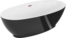 MEXEN/S - Bilbao voľne stojaca vaňa 180 x 90, biela/čierna, sifón a prepad ružové zlato 51311809075-60