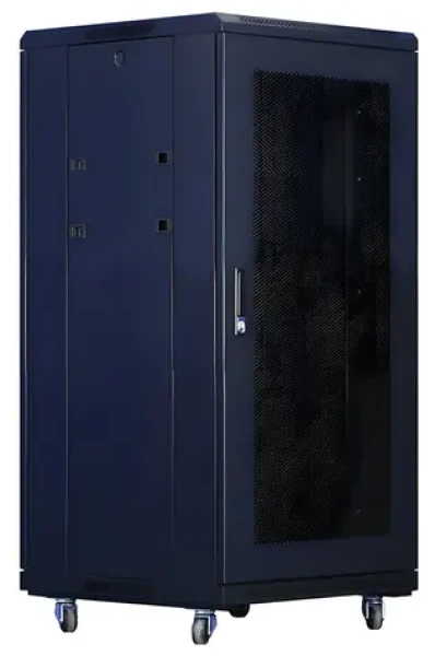 Xtendlan 18U/600x1000 čierny / Stojanový rozvádzač / 19" / perforované dvere a chrbát (PER-18U-60-BLACK-S)
