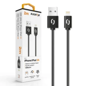 Aligator Dátový kábel 2A iPhone lightning 2m / čierny (DAKA011)
