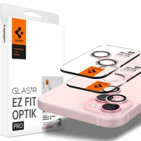 Spigen Glass TR EZ Fit Optik Pre ochranné sklo na fotoaparát pre Apple iPhone 15 amp; 15 PLUS amp; 14 amp; 14 PLUS 2ks ružová (AGL07167)