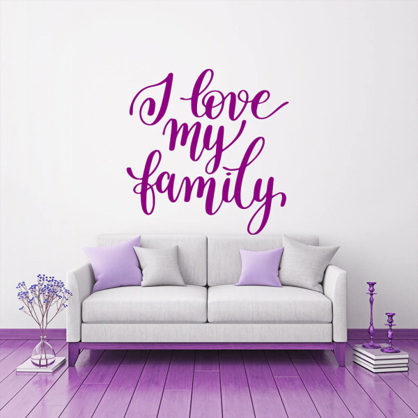 Veselá Stena Samolepka I love my family Farba: fialová, Veľkosť: 80 x 82 cm